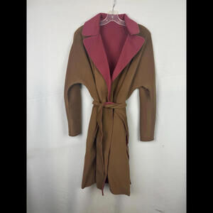 Max Mara Weekend Rail Reversible Belted Coat Virgin Wool Brown/Red Size 6 US